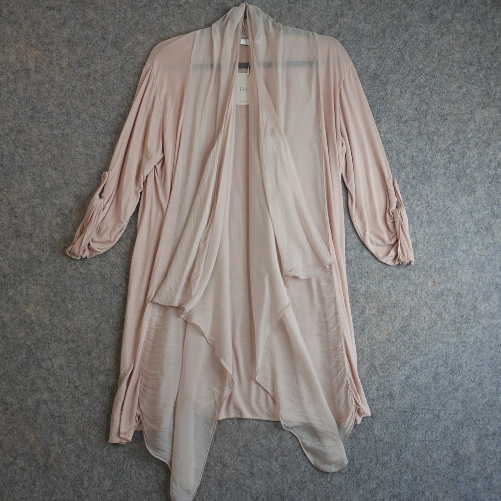 Womens Pink Silk Blend Draped Open Cardigan O/S Sheer Flowy Ethereal Top Italy